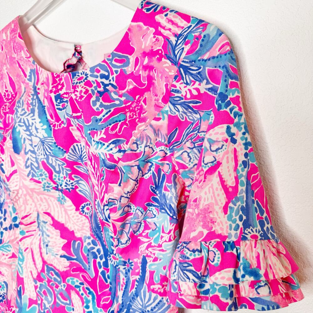 Lilly Pulitzer Dress Size 0 Light Pascha Pink Aquadesiac Fiesta Stretch Tropical - Picture 4 of 13